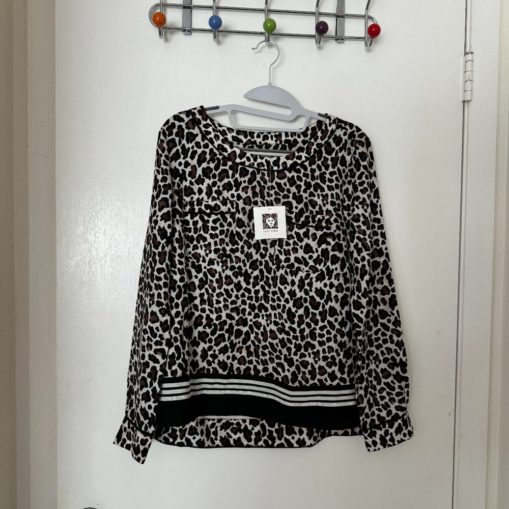 Anne Klein Cheetah Print Long Sleeve Blouse - NWT